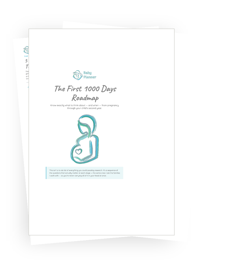 Mock-up cover of The First 1000 Days Roadmap lead magnet by Baby Planner SG