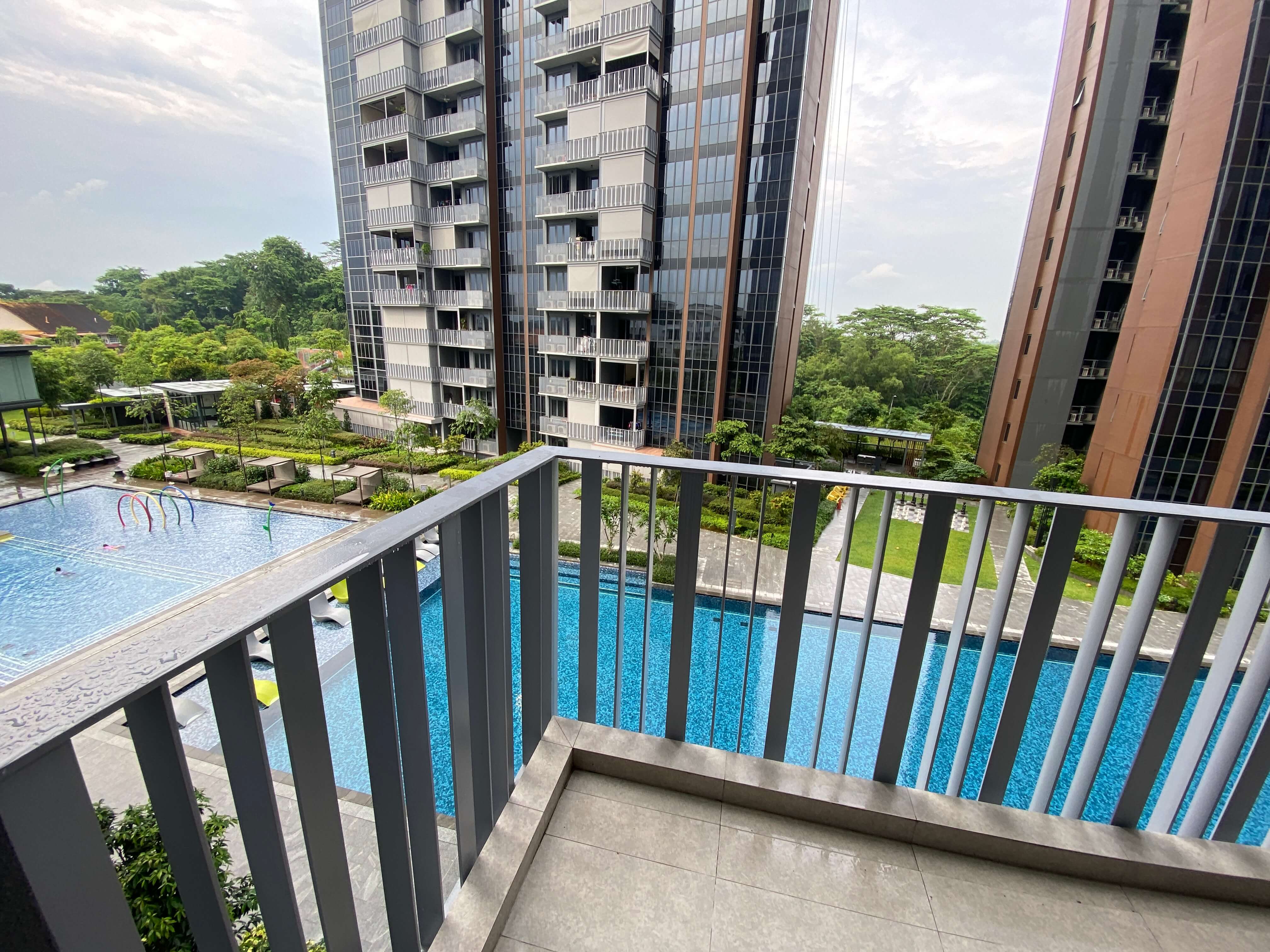 Condominium pool and private property towers