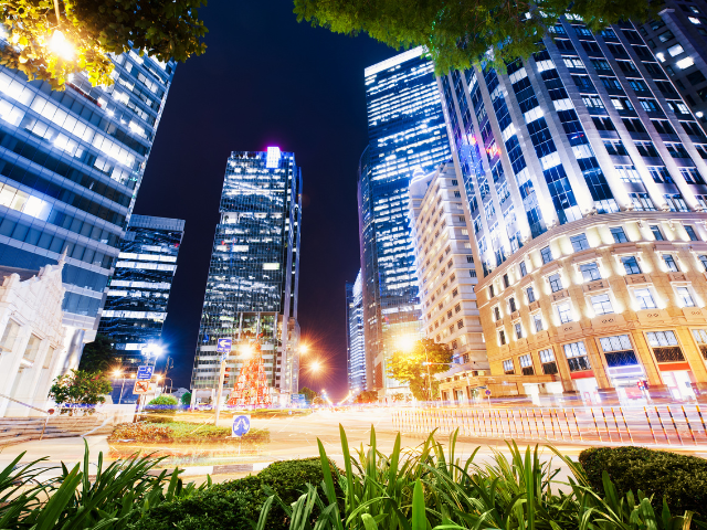 Singapore city skyline at night