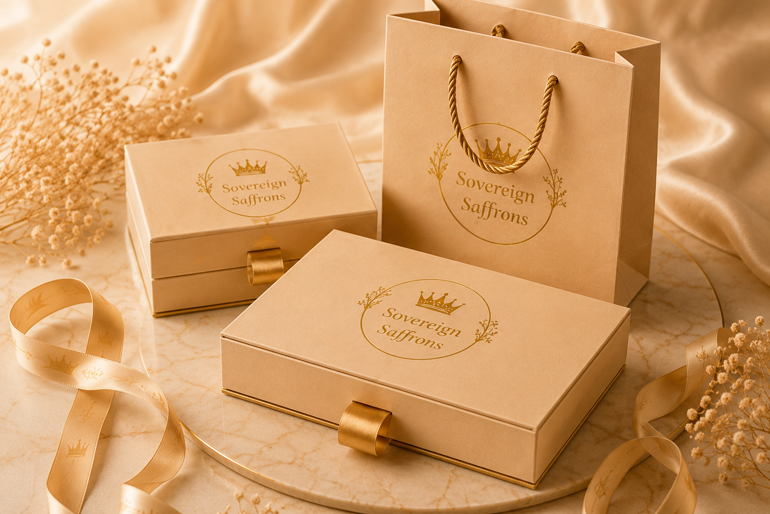 Sovereign Saffrons corporate gifting boxes and branded gift bag