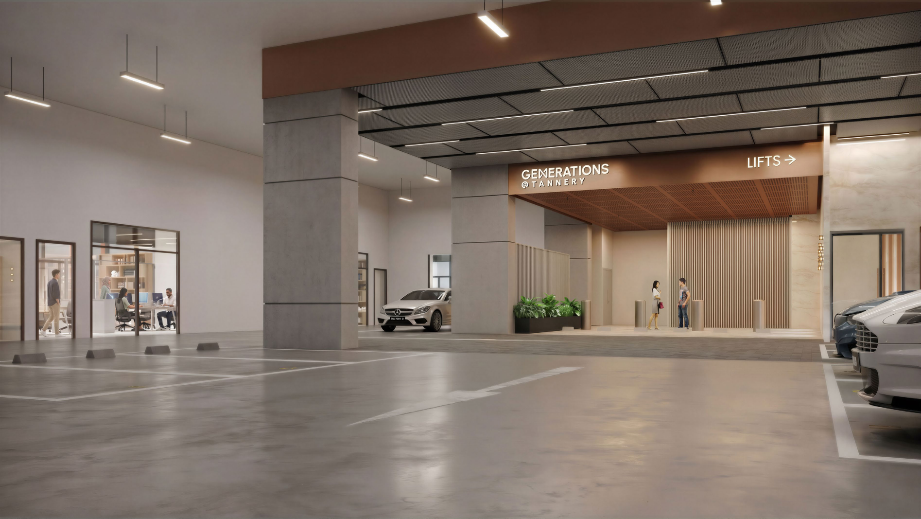 Refined lift lobby interior with premium finishes