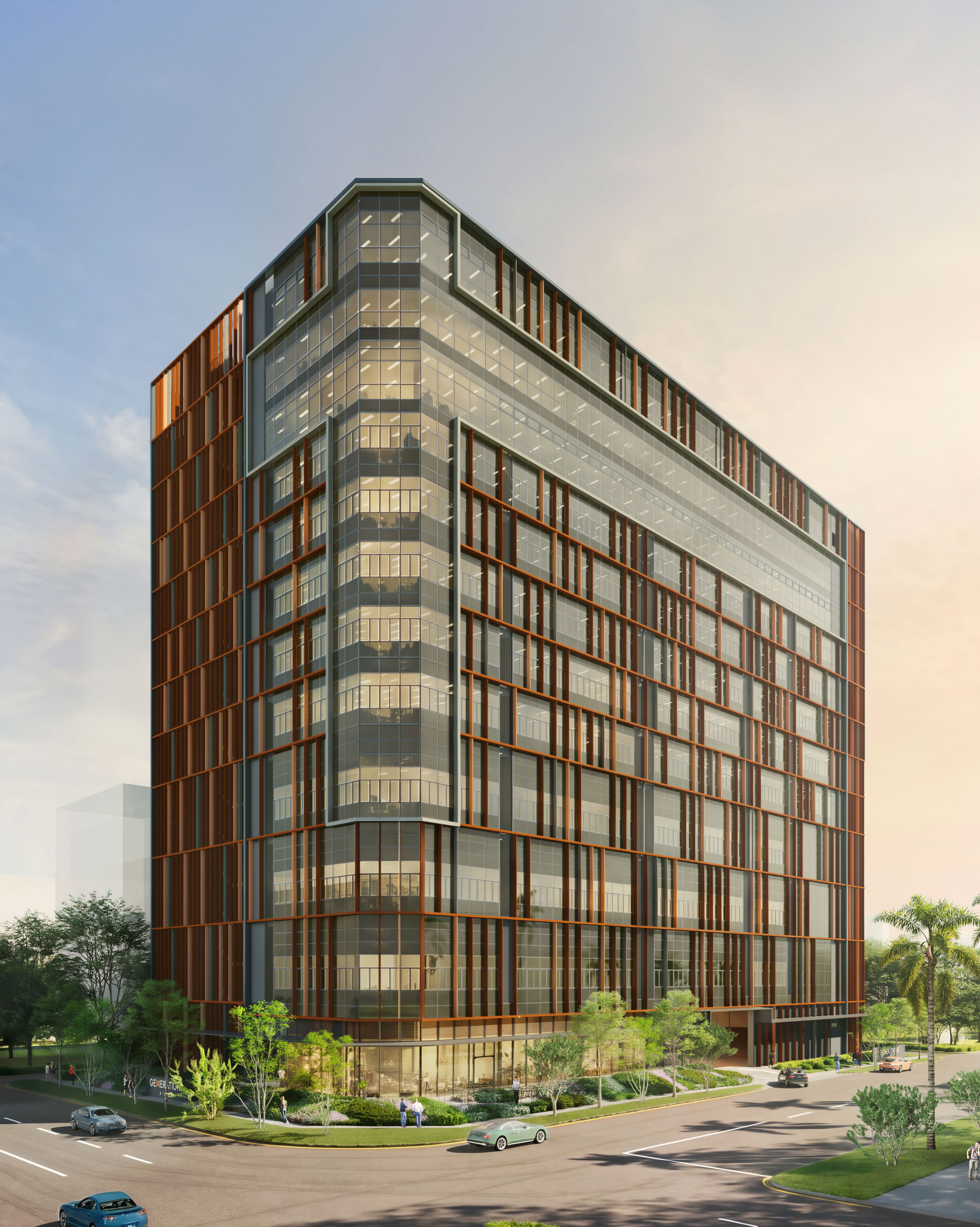 Exterior artist impression of Generations at Tannery with dramatic façade